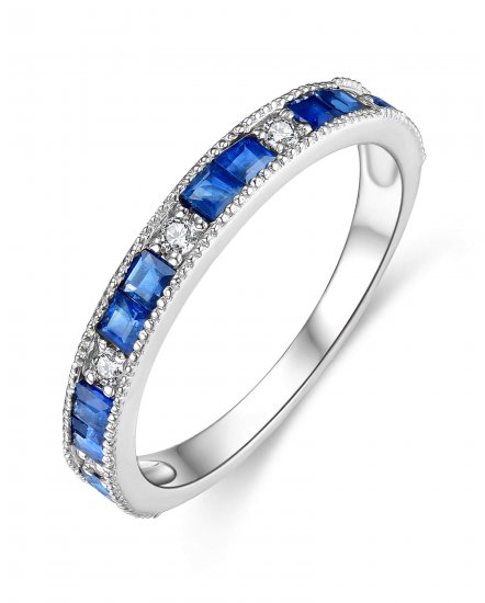 PRINCESS CUT SAPPHIRE DIAMOND BAND  (TR4299)