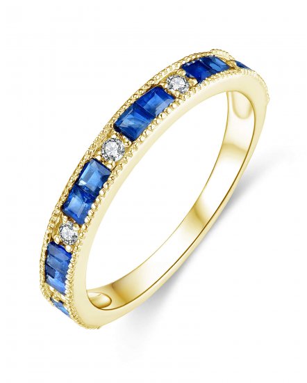 PRINCESS CUT SAPPHIRE DIAMOND BAND  (TR4299)