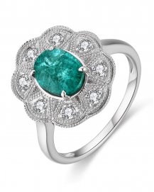 OVAL EMERALD DIAMOND RING (TR4395)