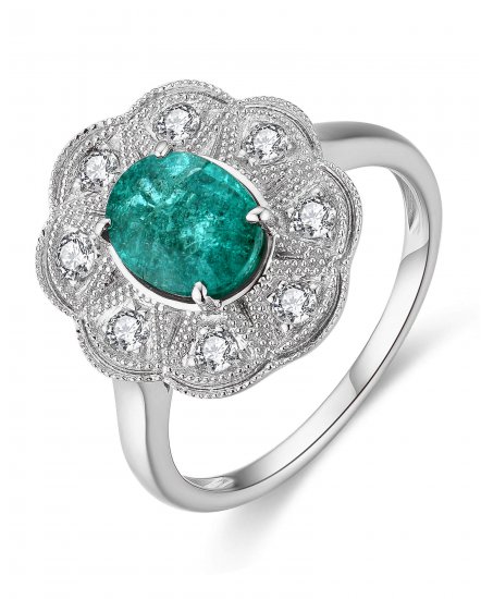 OVAL EMERALD DIAMOND RING (TR4395)