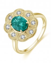 OVAL EMERALD DIAMOND RING (TR4395)