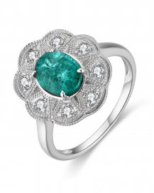 OVAL EMERALD DIAMOND RING (TR4395)