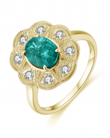 OVAL EMERALD DIAMOND RING (TR4395)