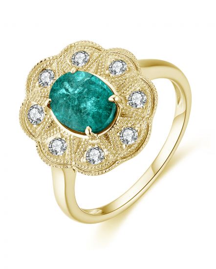 OVAL EMERALD DIAMOND RING (TR4395)