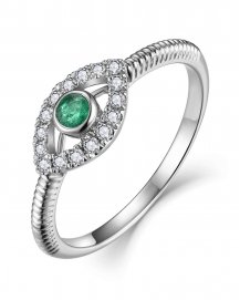 EVIL EYE EMERALD DIAMOND RING (TR4396)
