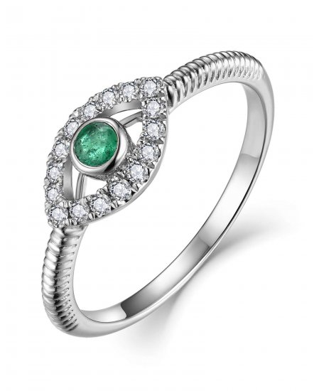 EVIL EYE EMERALD DIAMOND RING (TR4396)