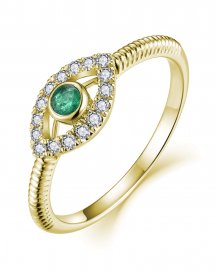 EVIL EYE EMERALD DIAMOND RING (TR4396)