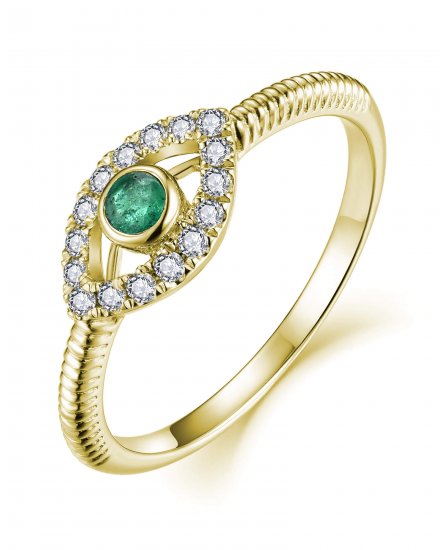 EVIL EYE EMERALD DIAMOND RING (TR4396)