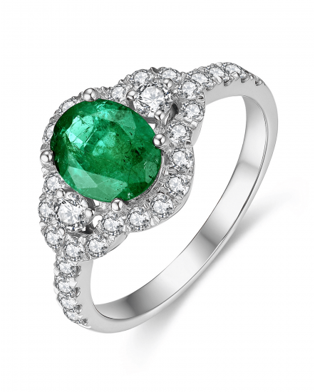 OVAL EMERALD DIAMOND RING (TR4403)