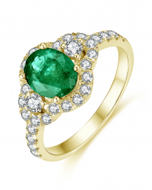 OVAL EMERALD DIAMOND RING (TR4403)