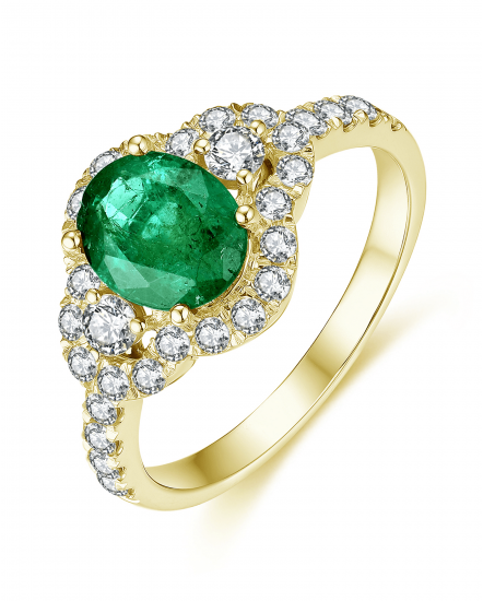 OVAL EMERALD DIAMOND RING (TR4403)