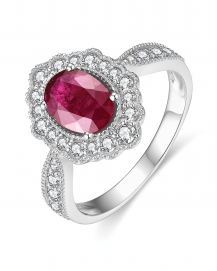 OVAL RUBY DIAMOND RING (TR4411)
