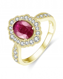 OVAL RUBY DIAMOND RING (TR4411)