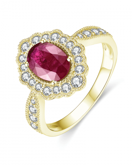 OVAL RUBY DIAMOND RING (TR4411)