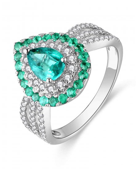 PEAR EMERALD DIAMOND RING (TR4417)