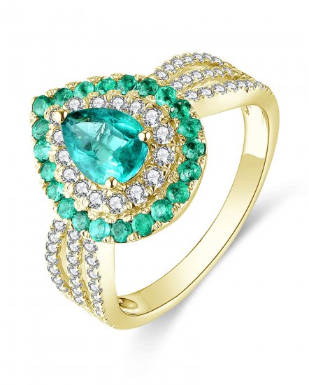 PEAR EMERALD DIAMOND RING (TR4417)