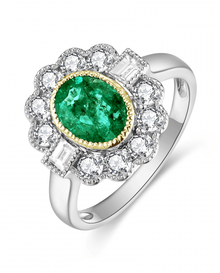 OVAL EMERALD DIAMOND RING (TR4427)