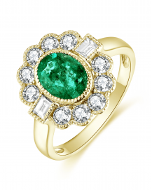 OVAL EMERALD DIAMOND RING (TR4427)