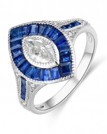 MARQUISE STYLE SAPPHIRE DIAMOND RING (TR4436)