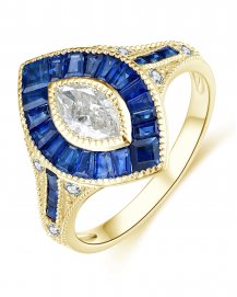 MARQUISE STYLE SAPPHIRE DIAMOND RING (TR4436)
