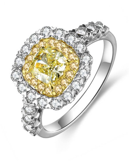 MULTI TONE CUSHION DIAMOND ENGAGEMENT RING (TR4456)