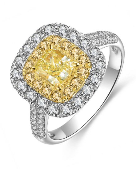 MULTI TONE CUSHION DIAMOND ENGAGEMENT RING (TR4457)