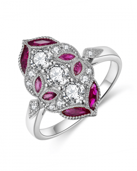 MARQUISE RUBY DIAMOND RING (TR4460)