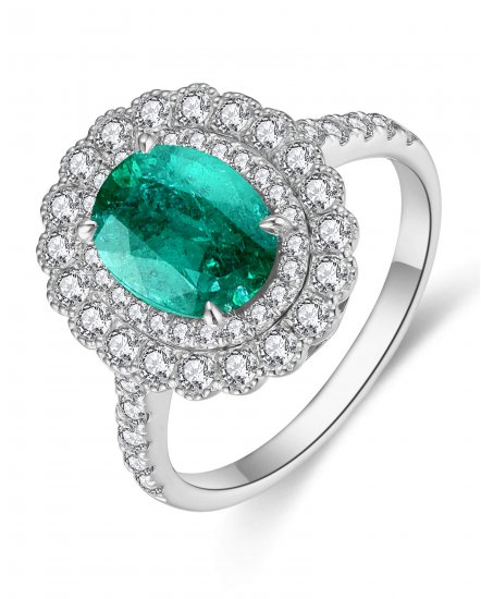 OVAL EMERALD DIAMOND RING (TR4485)