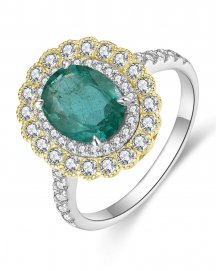 OVAL EMERALD DIAMOND RING (TR4485)