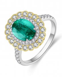 OVAL EMERALD DIAMOND RING (TR4485)