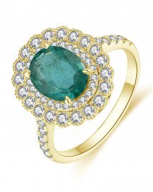 OVAL EMERALD DIAMOND RING (TR4485)