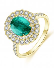 OVAL EMERALD DIAMOND RING (TR4485)