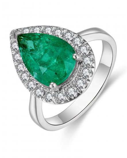 PEAR EMERALD DIAMOND RING (TR4486)