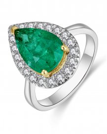 PEAR EMERALD DIAMOND RING (TR4486)