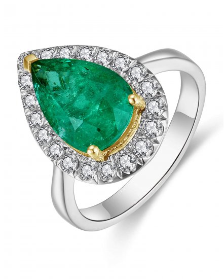 PEAR EMERALD DIAMOND RING (TR4486)