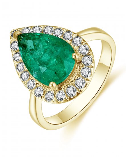 PEAR EMERALD DIAMOND RING (TR4486)