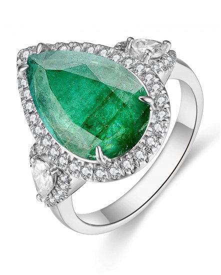 PEAR EMERALD DIAMOND RING (TR4487)
