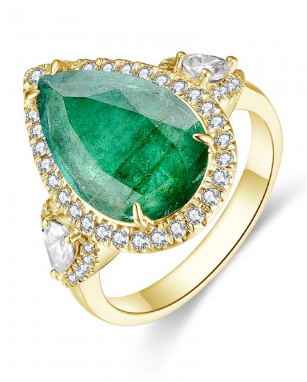 PEAR EMERALD DIAMOND RING (TR4487)