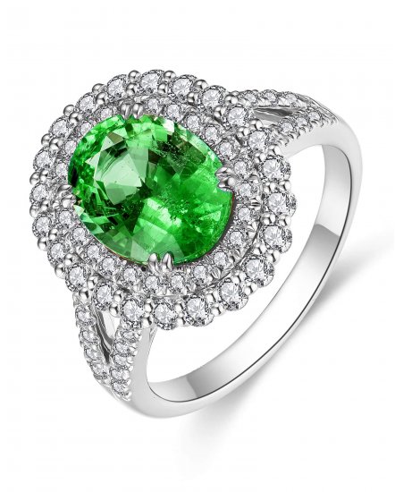 OVAL EMERALD DIAMOND RING (TR4491)
