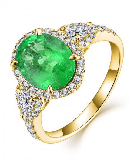 OVAL EMERALD DIAMOND RING (TR4559)