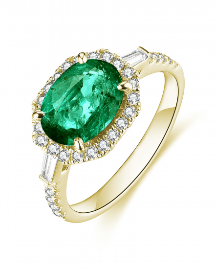 OVAL EMERALD DIAMOND RING (TR4561)