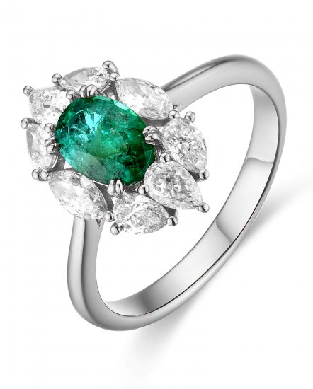 OVAL EMERALD DIAMOND RING (TR4562)