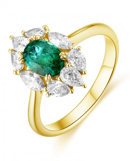 OVAL EMERALD DIAMOND RING (TR4562)