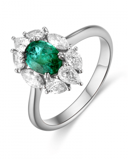 OVAL EMERALD DIAMOND RING (TR4562)