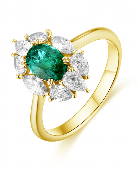 OVAL EMERALD DIAMOND RING (TR4562)