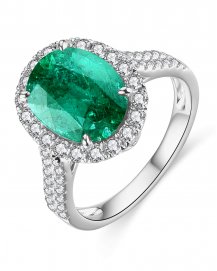 OVAL EMERALD DIAMOND RING (TR4585)