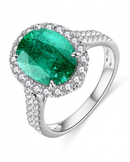 OVAL EMERALD DIAMOND RING (TR4585)