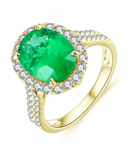 OVAL EMERALD DIAMOND RING (TR4585)