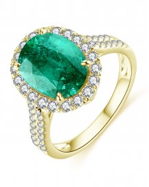 OVAL EMERALD DIAMOND RING (TR4585)