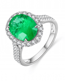 OVAL EMERALD DIAMOND RING (TR4585)
